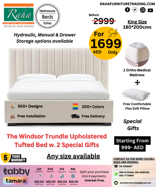 The Windsor Trundle Upholstered Bed